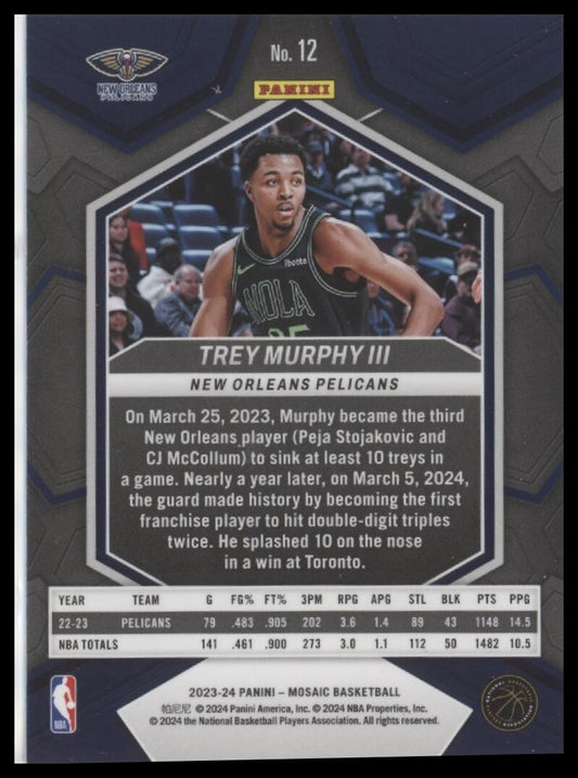 2023-24 Panini Mosaic #12 Trey Murphy III