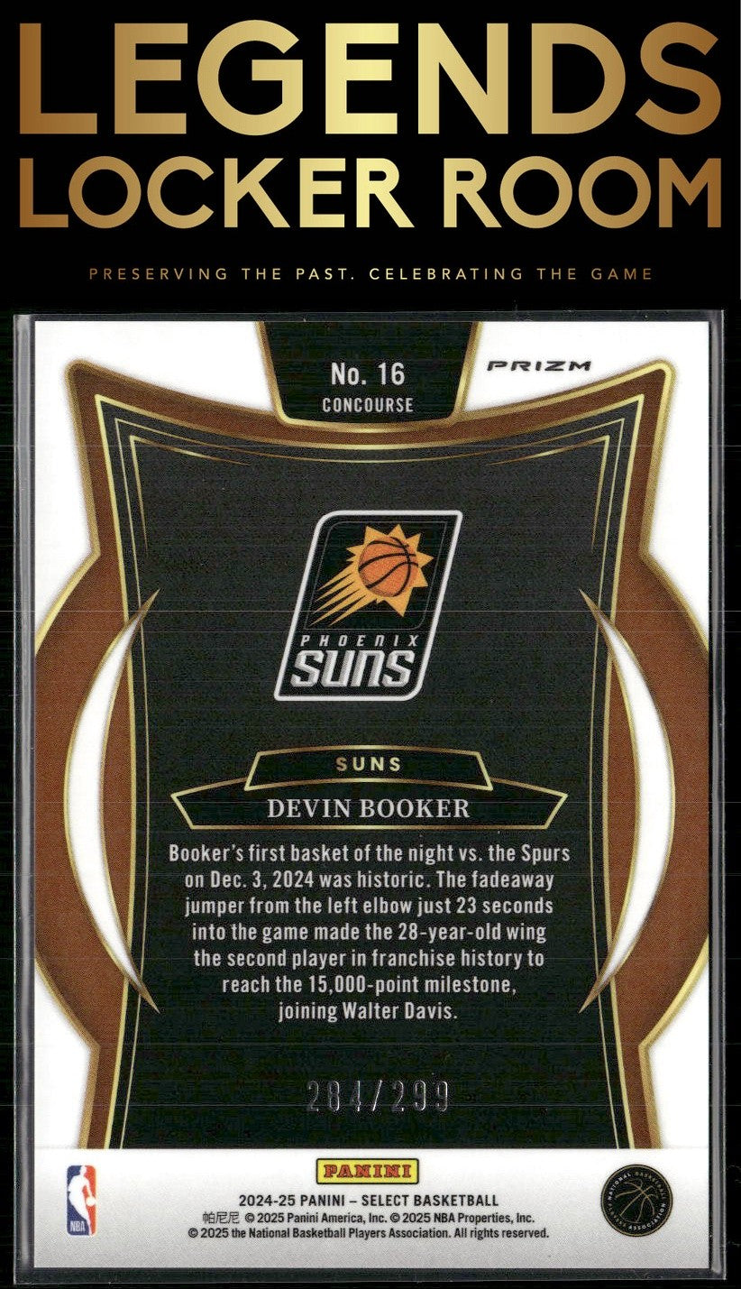 2024-25 Panini Select #16 Devin Booker Light Blue Prizm #/299