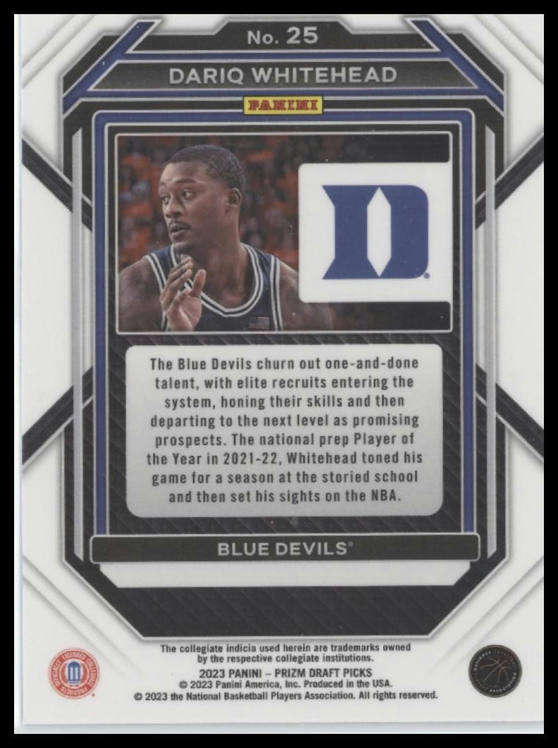 2023 Panini Prizm Draft Picks #25 Dariq Whitehead