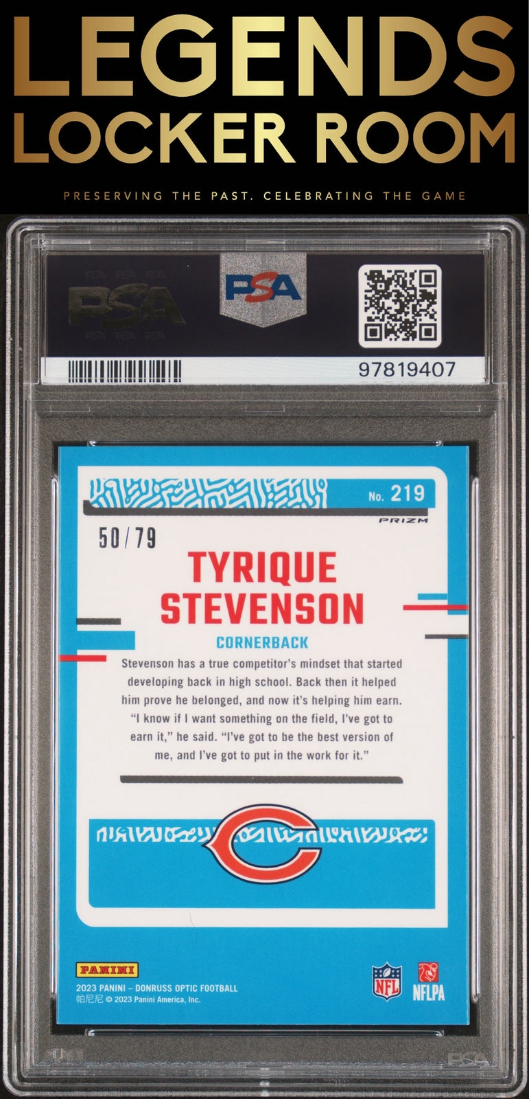 2023 Panini Donruss Optic #219 Tyrique Stevenson Pink Velocity PSA 9