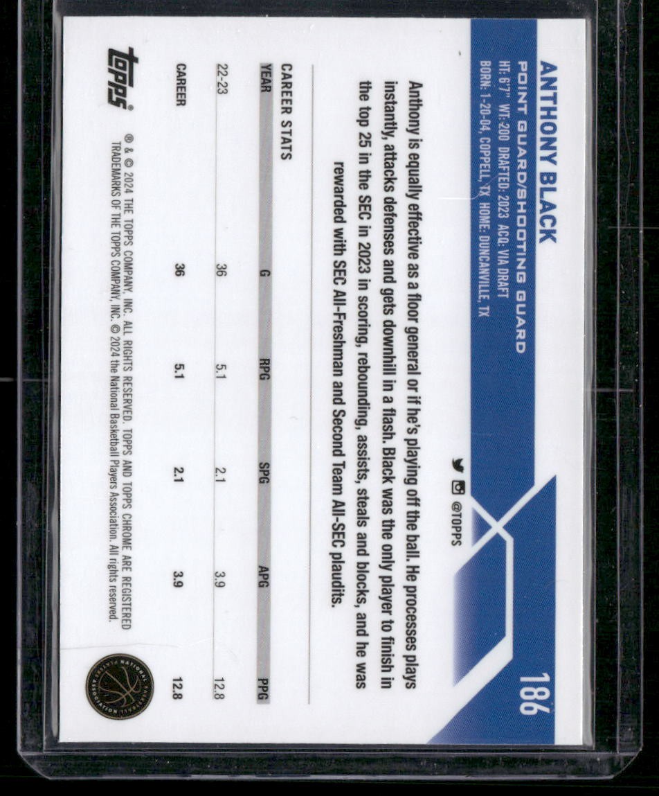 2023-24 Topps Chrome Sapphire #186 Anthony Black