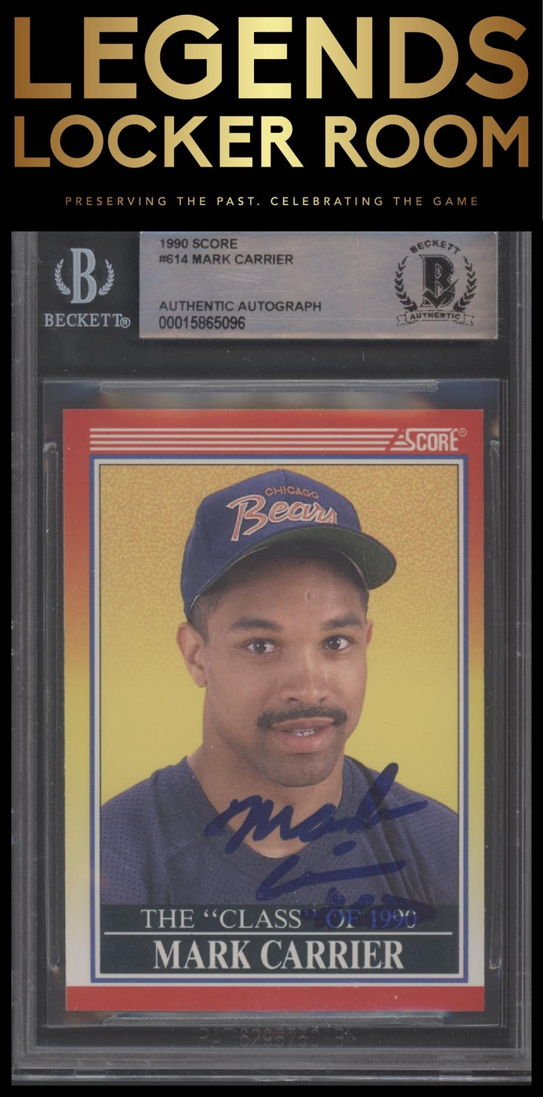 1990 Score #614 Mark Carrier On Card Auto BGS