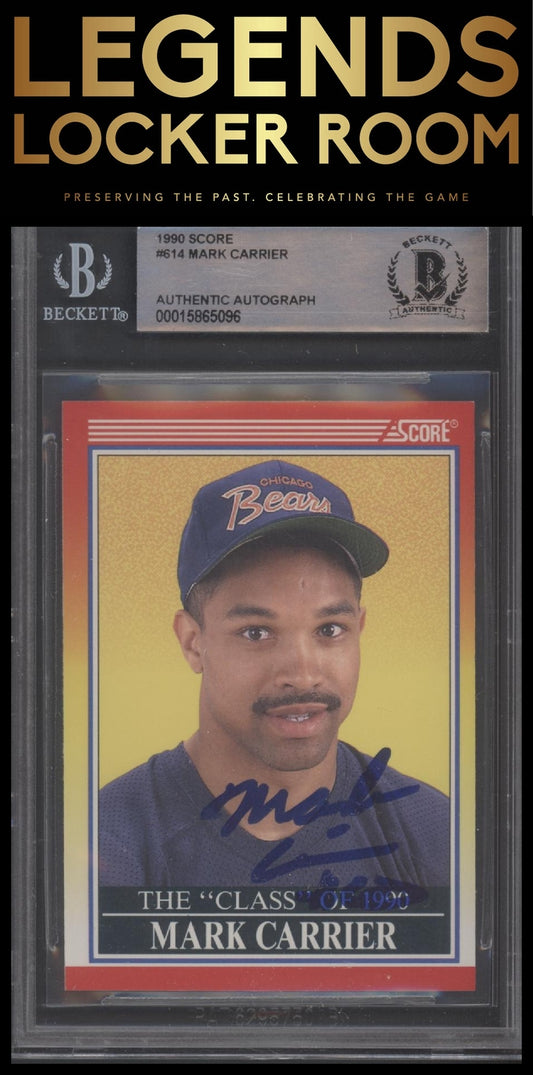 1990 Score #614 Mark Carrier On Card Auto BGS