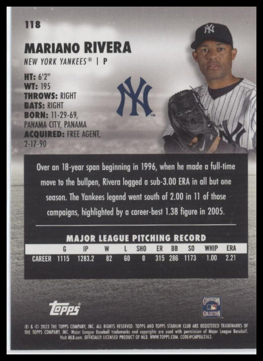 2023 Stadium Club #118 Mariano Rivera