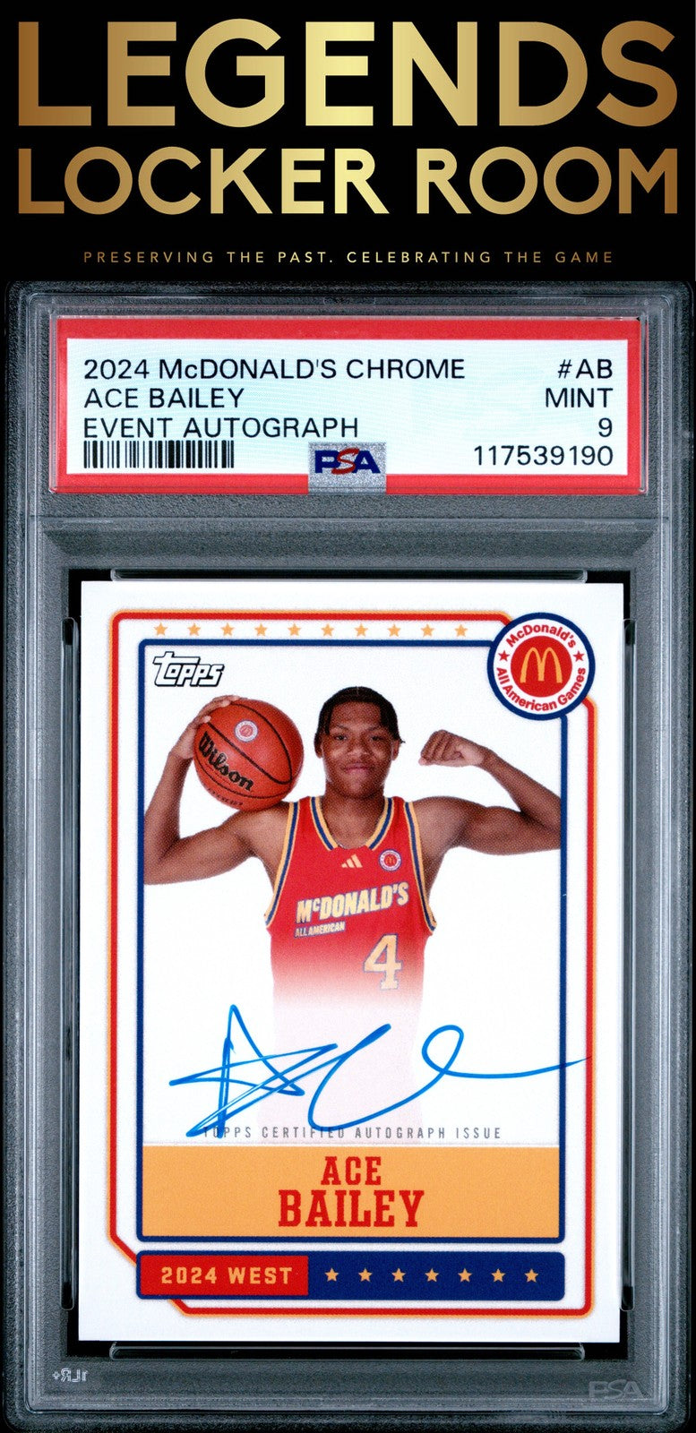 2024 Topps Chrome Mcdonald'S All American Event Auto Ace Bailey PSA 9
