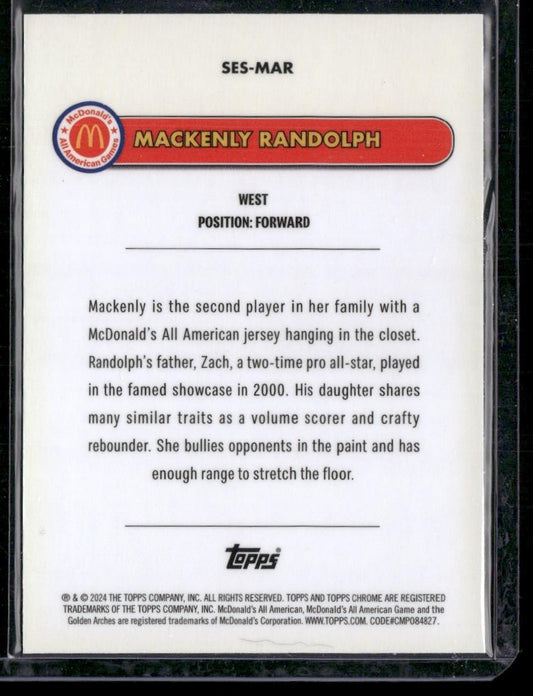 2024 Topps Chrome McDonald All-American Mackenly Randolph Major Stars