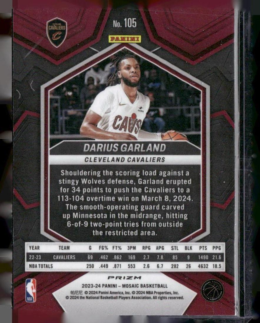 2023-24 Panini Mosaic #105 Darius Garland Mosaic