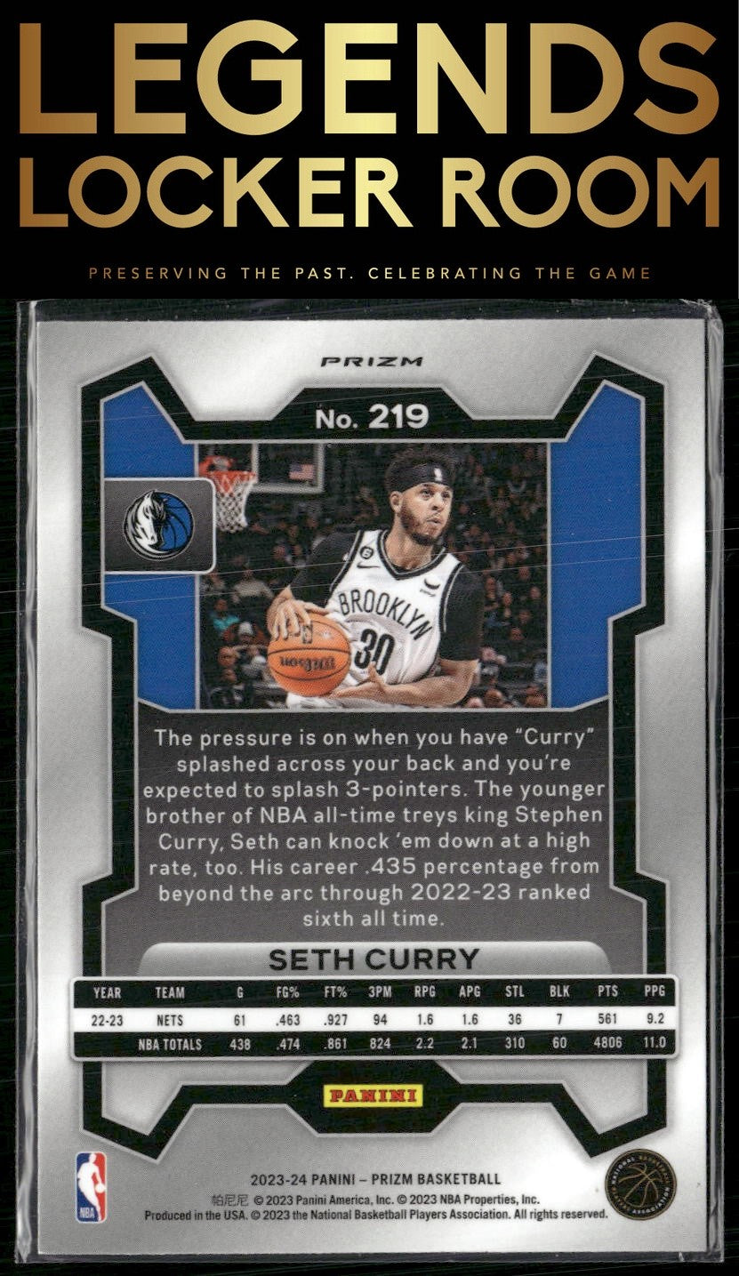 2023-24 Panini Prizm #219 Seth Curry Prizms Ruby Wave