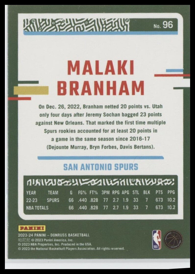 2023-24 Donruss #96 Malaki Branham