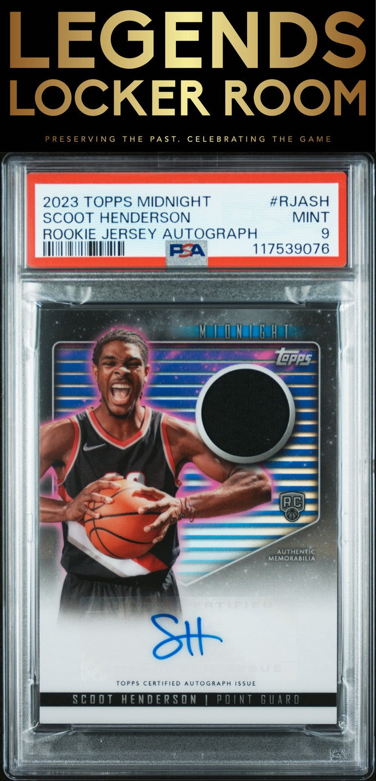 2023 Topps Midnight Rookie Jersey Autographs Scoot Henderson PSA 9
