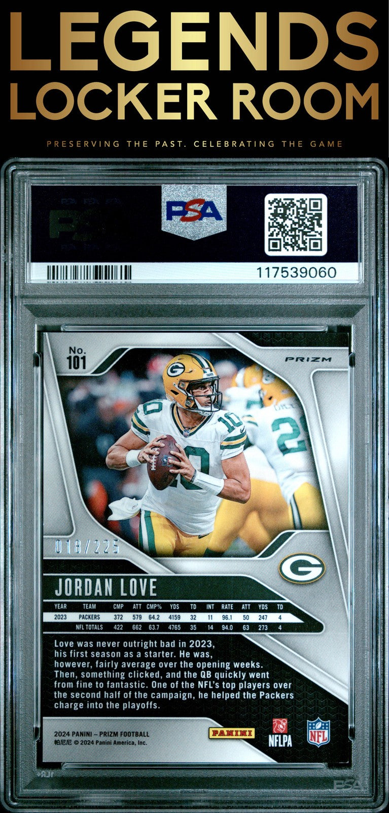 2024 Panini Prizm #101 Jordan Love Purple Ice PSA 8