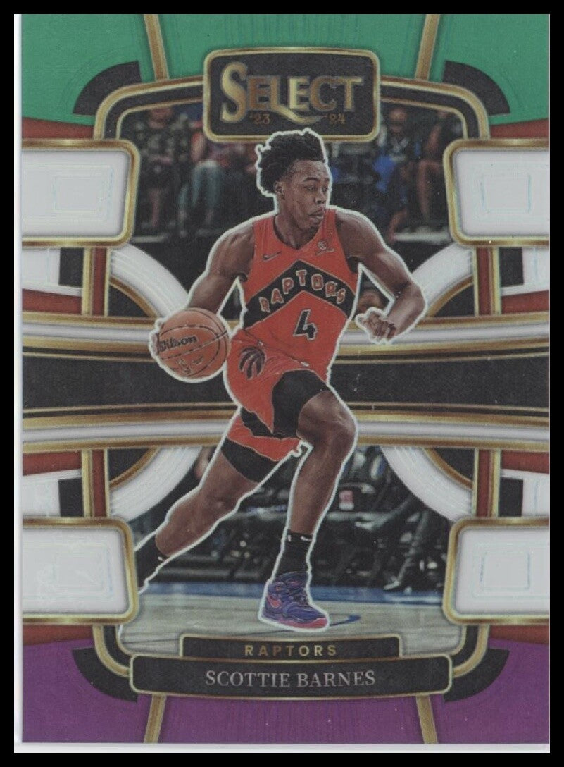 2023-24 Panini Select #54 Scottie Barnes Green White Purple Prizms