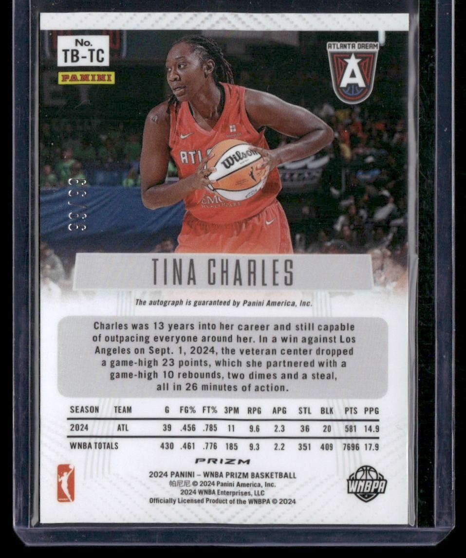 2024 Panini Prizm WNBA Tina Charles Throwback Signatures Prizms Red 99/99