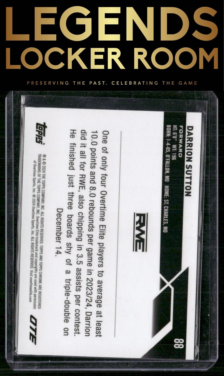 2023-24 Topps Chrome Overtime Elite #88 Darrion Sutton