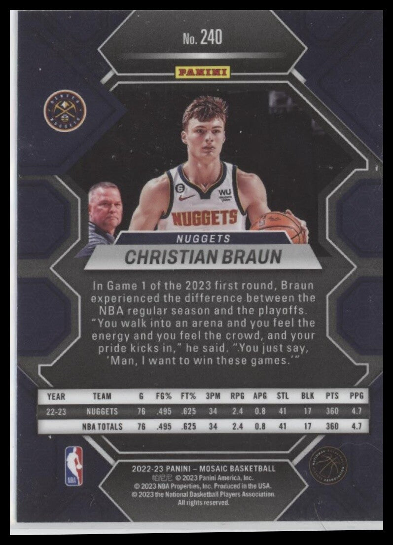 2022-23 Panini Mosaic #240 Christian Braun