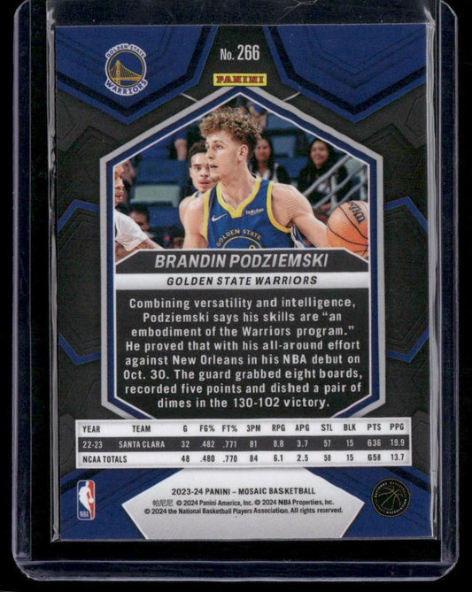 2023-24 Panini Mosaic #266 Brandin Podziemski