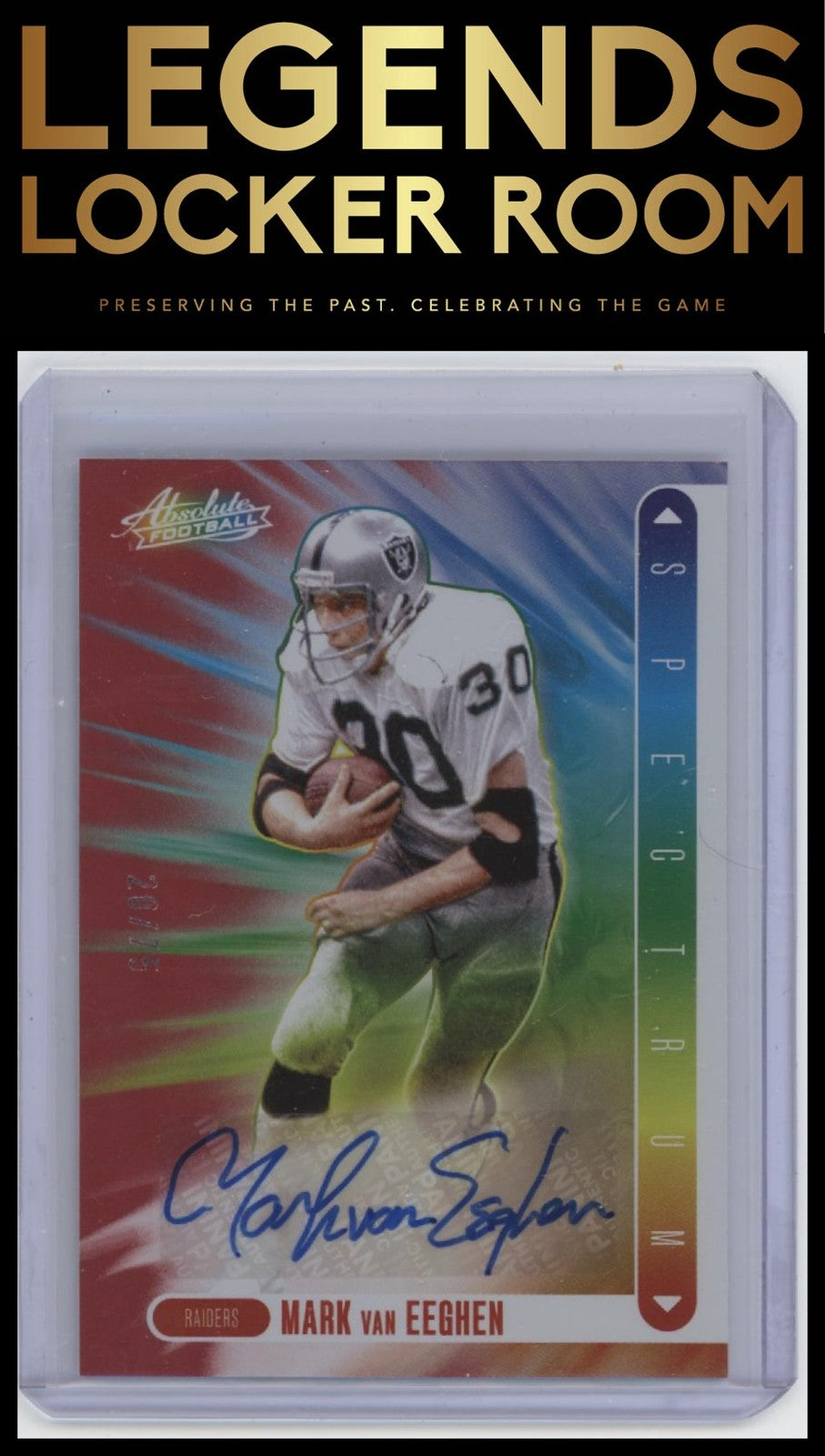 2024 Panini Absolute #SS-MVE Mark van Eeghen Spectrum Signatures Red #/75