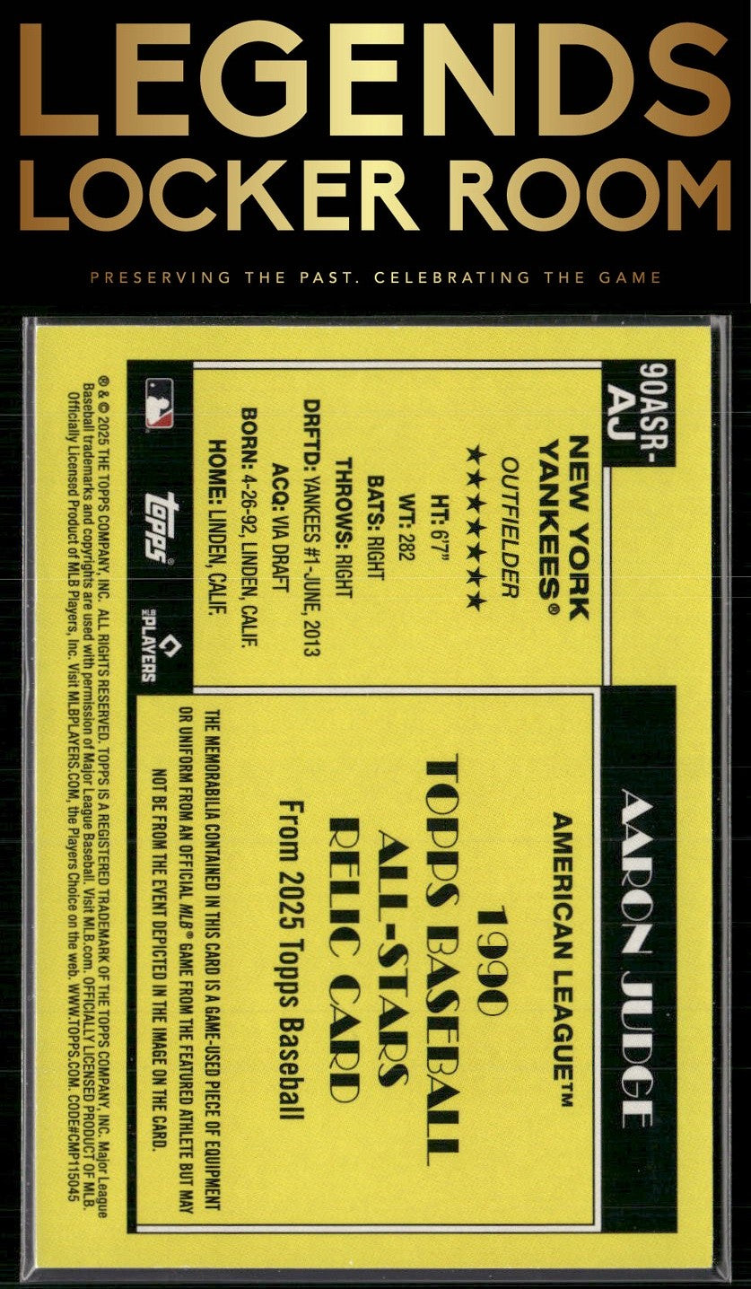 2025 Topps Aaron Judge 1990 Topps Baseball 35th All-Stars Relics