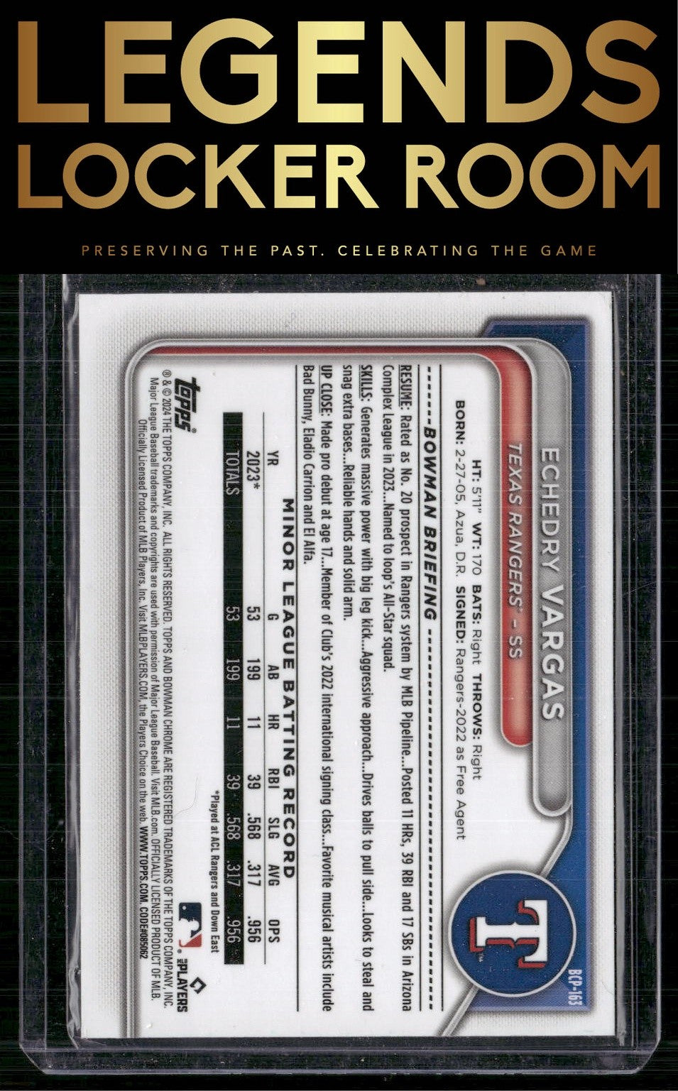 2024 Bowman Chrome #BCP-163 Echedry Vargas Prospects