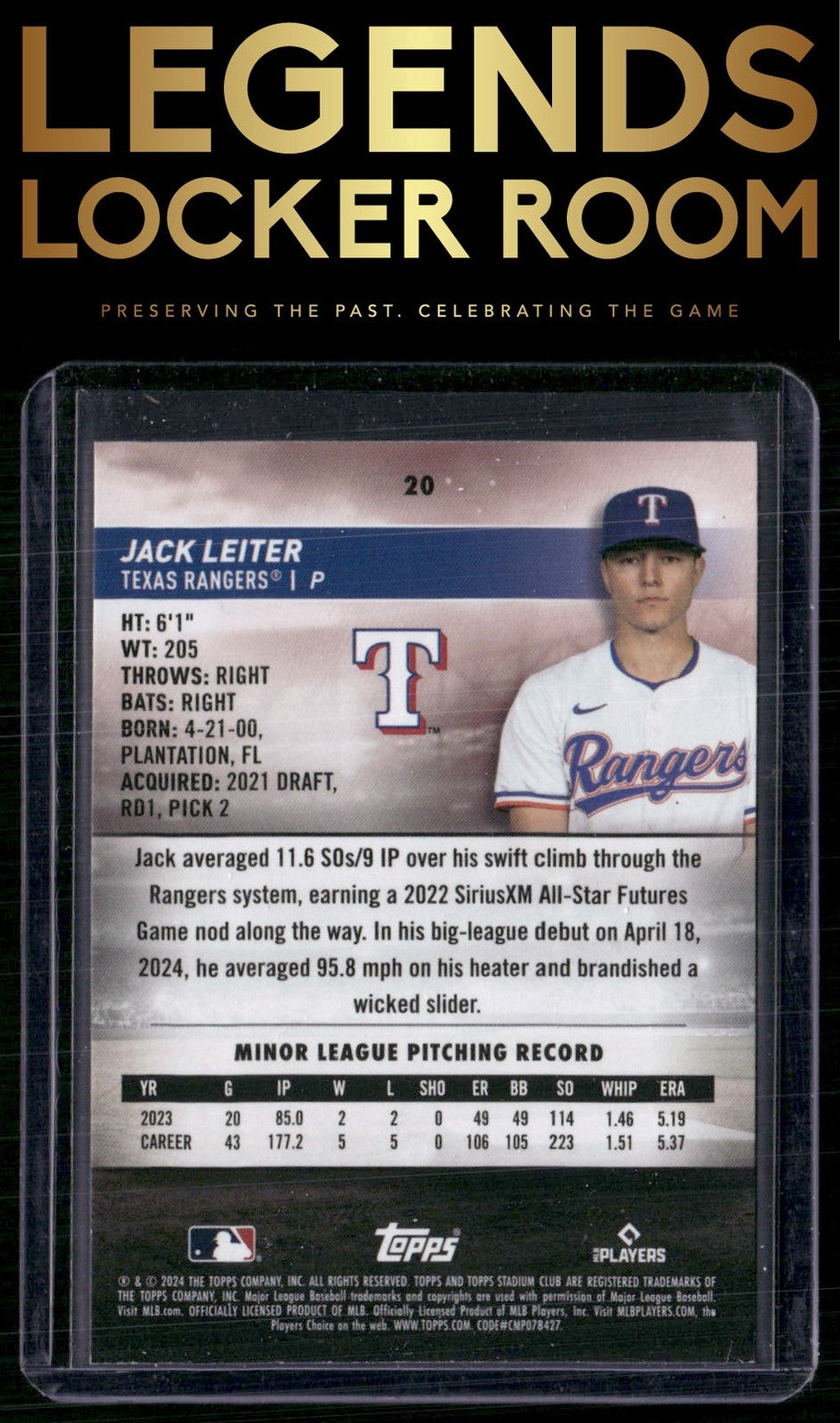 2024 Stadium Club #20 Jack Leiter