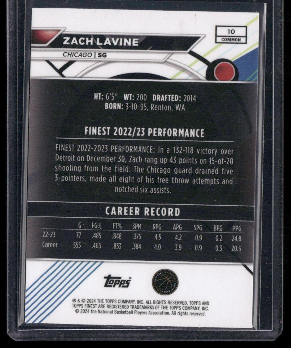 2023-24 Finest #10 Zach LaVine Gold Geometric Refractors #/50