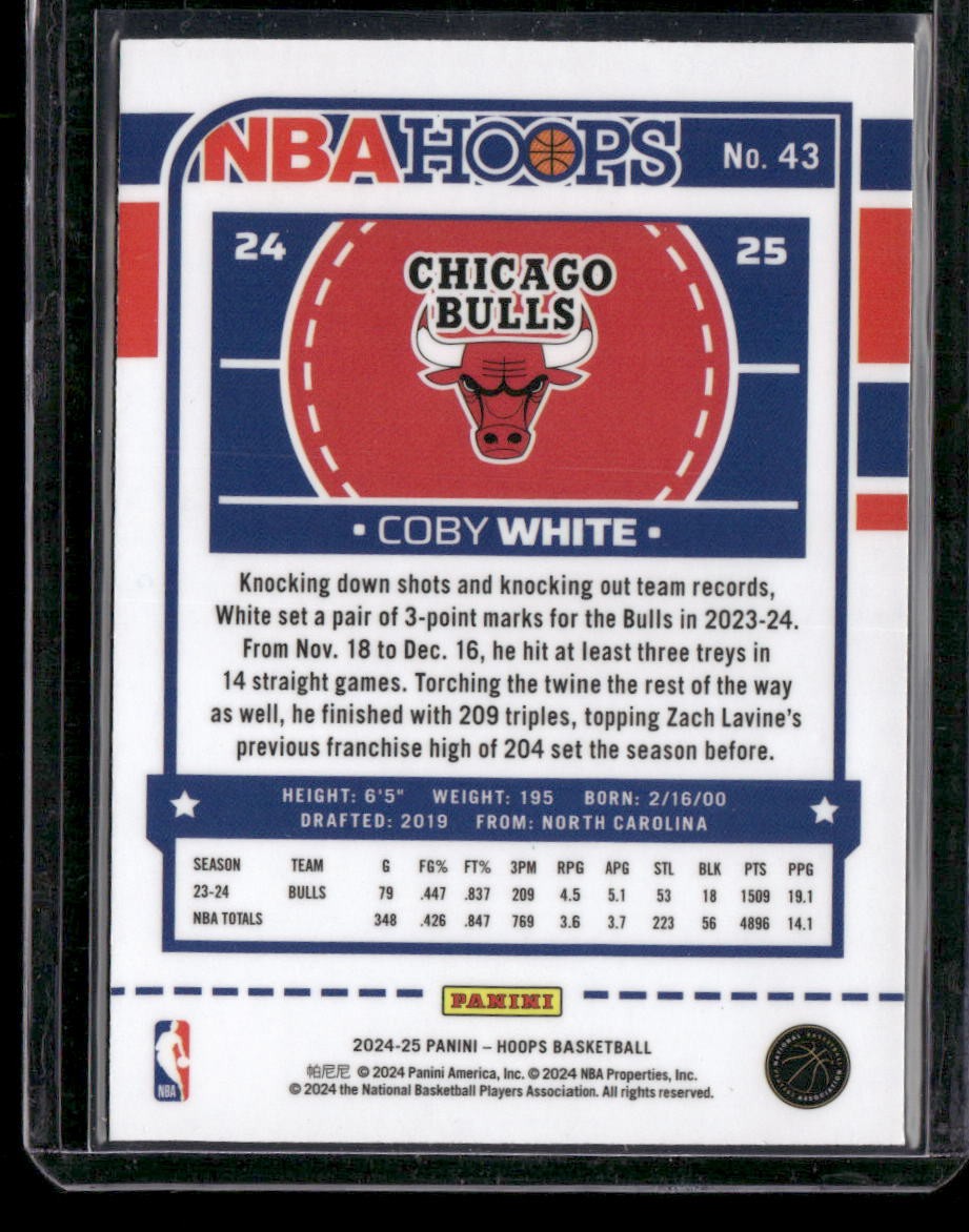 2024-25 Hoops #43 Coby White Premium Prizms Silver