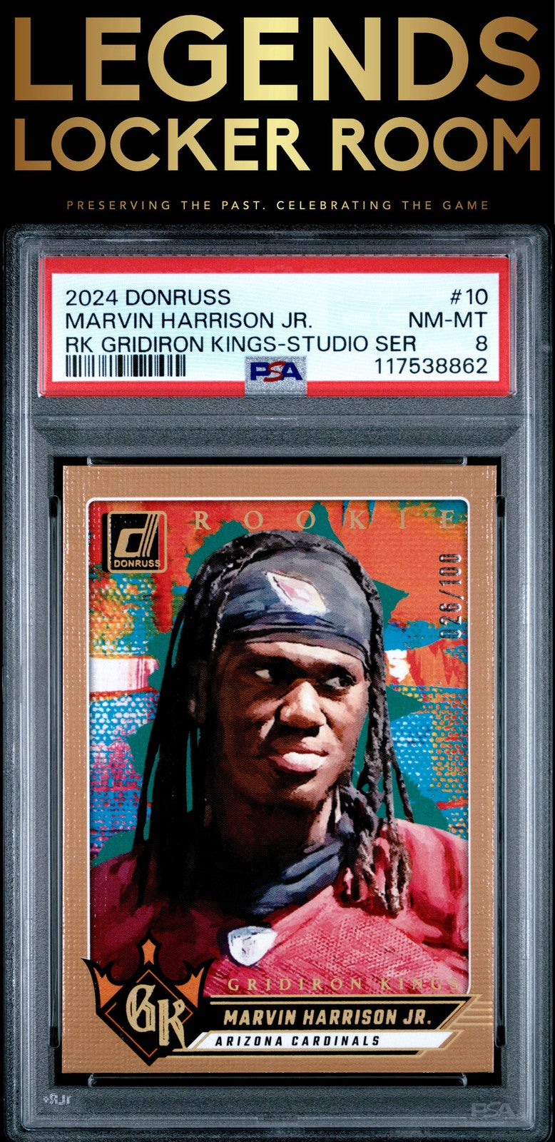 2024 Panini Donruss Rookie Gridiron Kings Marvin Harrison Jr. /100 PSA 8