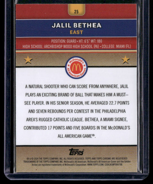 2024 Topps Chrome McDonald's All-American #25 Jalil Bethea