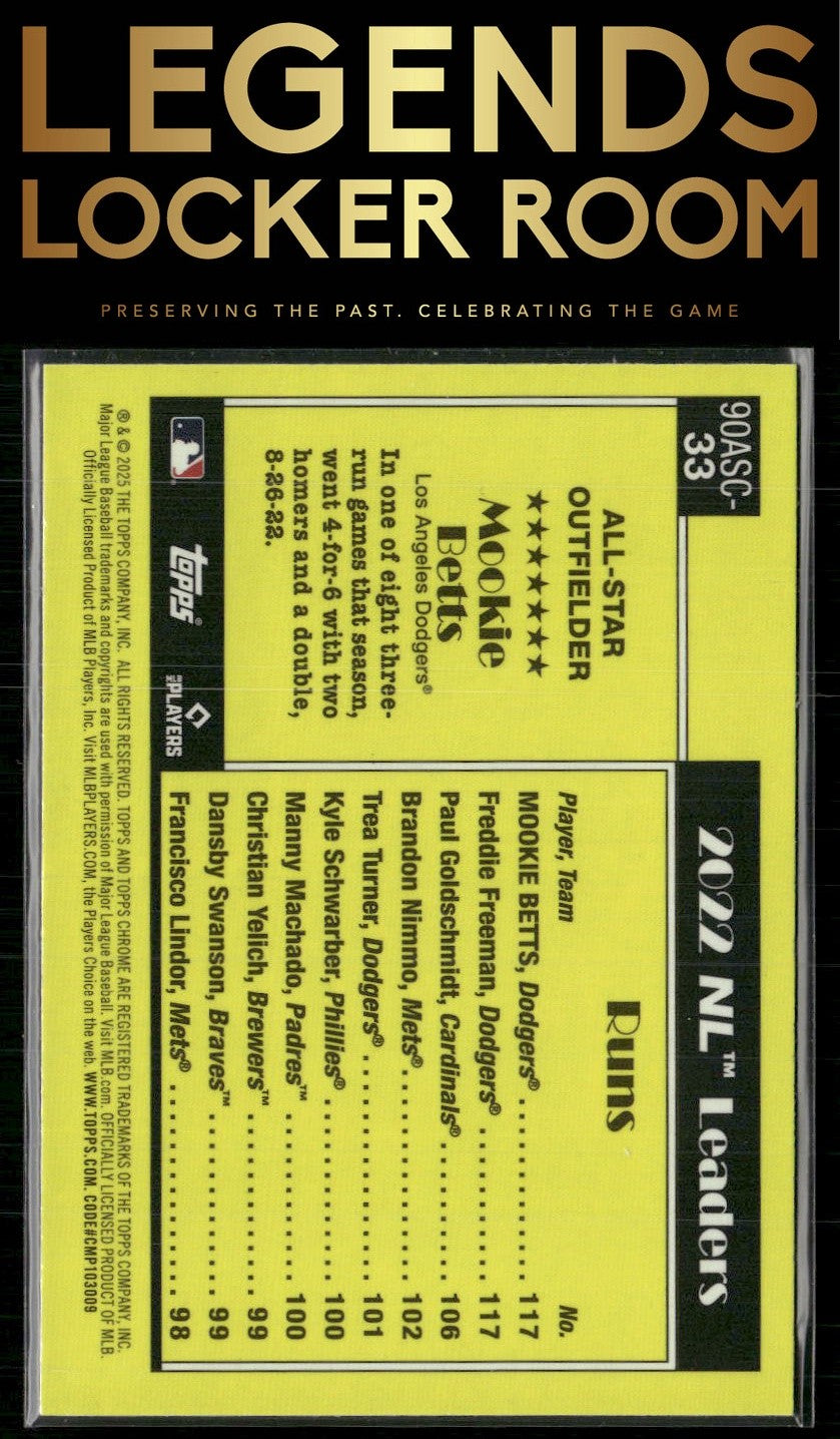 2025 Topps Mookie Betts 1990 Topps Baseball 35th Chrome All-Stars Mojo