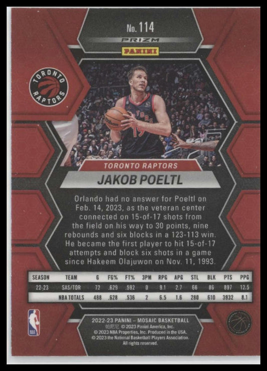 2022-23 Panini Mosaic #114 Jakob Poeltl Green