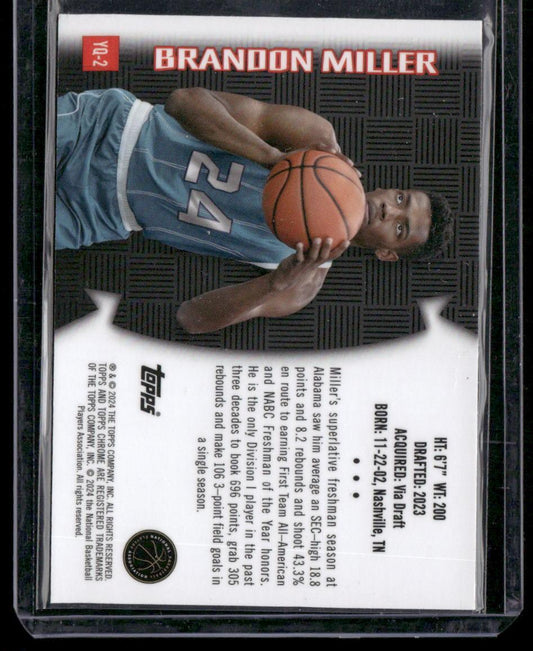 2023-24 Topps Chrome #YQ-2 Brandon Miller Youthquake