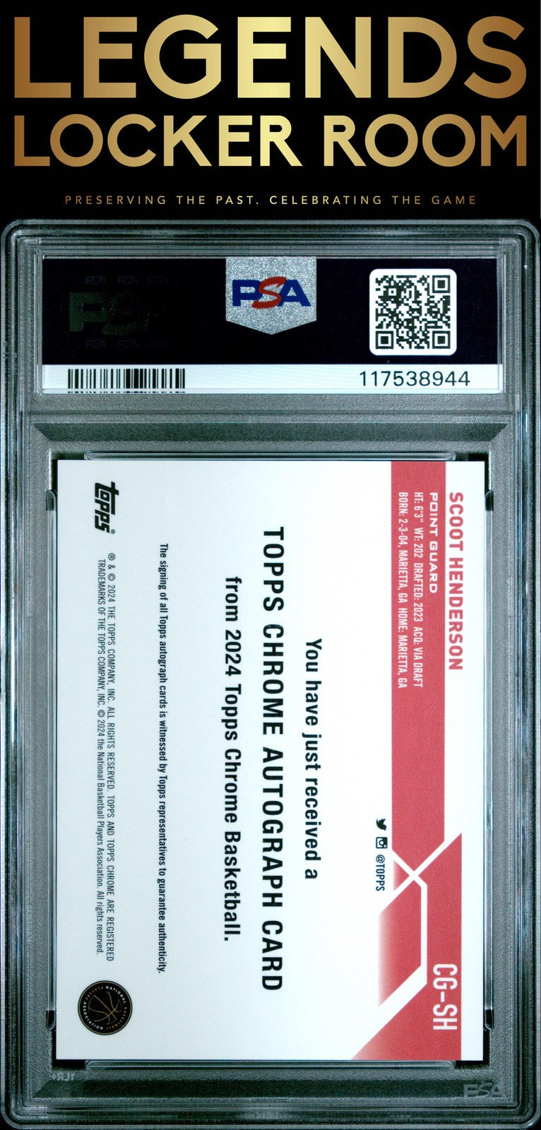 2023 Topps Chrome Sapphire Edition Auto Scoot Henderson Gold /50 PSA 10