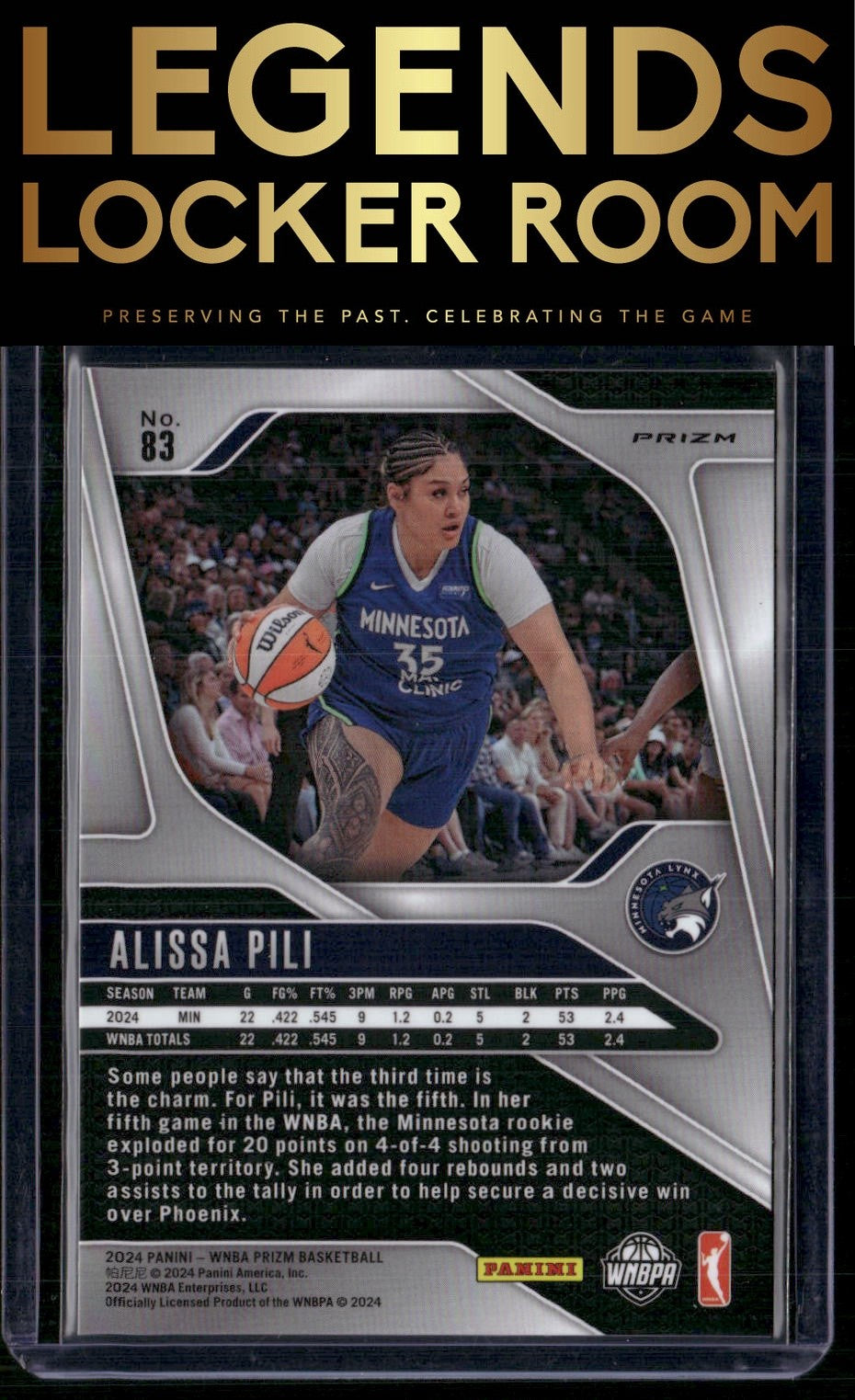 2024 Panini Prizm WNBA #83 Alissa Pili Silver Prizms