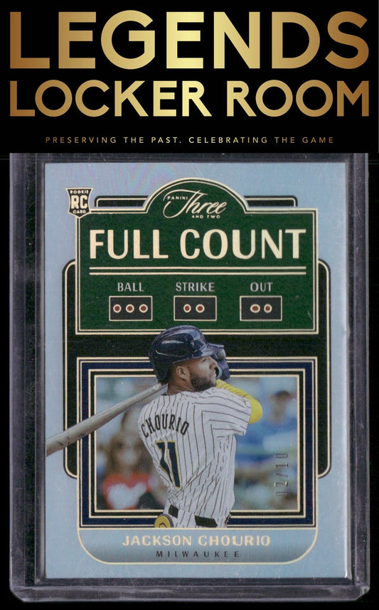2024 Panini Three and Two #11 Jackson Chourio Full Count Holo Gold #/10