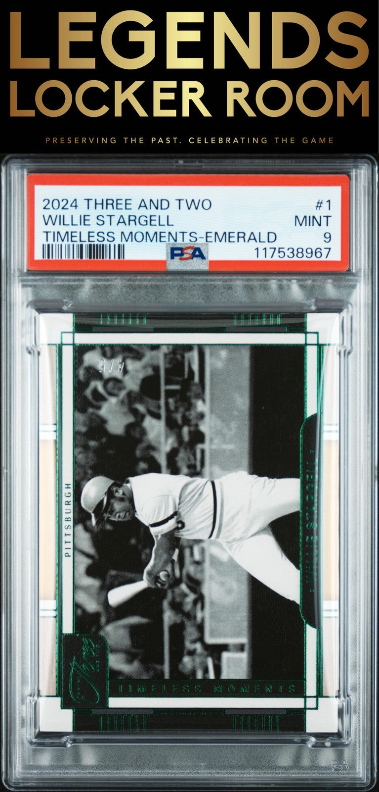 2024 Panini Three And Two Timeless Willie Stargell Emerald /5 PSA 9