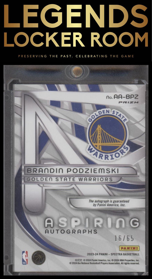 2023-24 Panini Spectra #AA-BPZ Brandin Podziemski Aspiring Autographs #/65