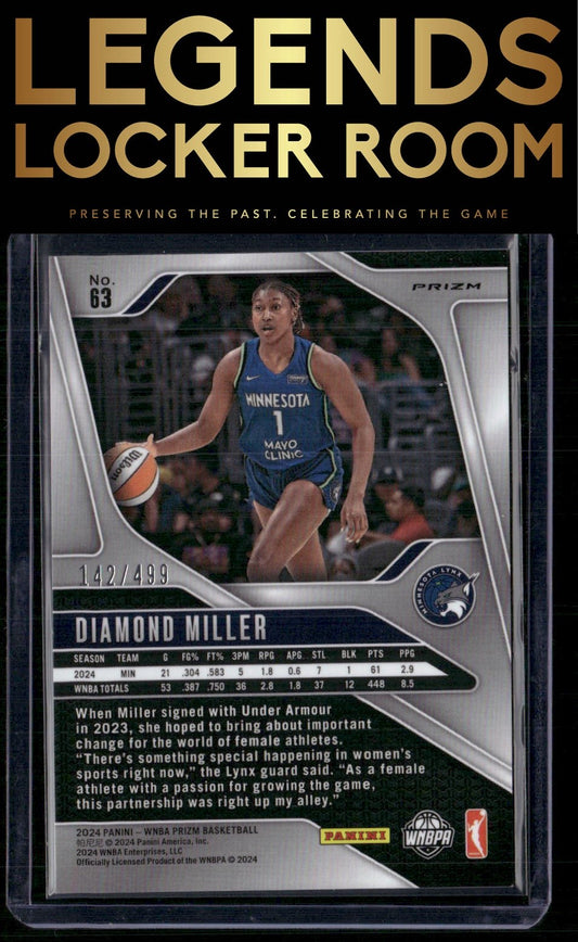 2024 Panini Prizm WNBA #63 Diamond Miller Pulsar Prizms #/499