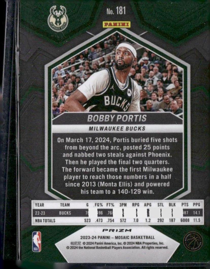 2023-24 Panini Mosaic #181 Bobby Portis Green