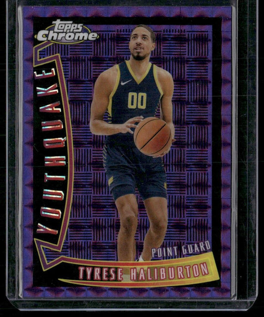 2023-24 Topps Chrome #YQ-15 Tyrese Haliburton Youthquake Geometric Purple