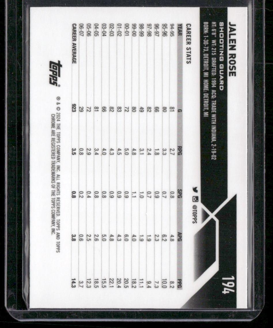 2023-24 Topps Chrome #194 Jalen Rose