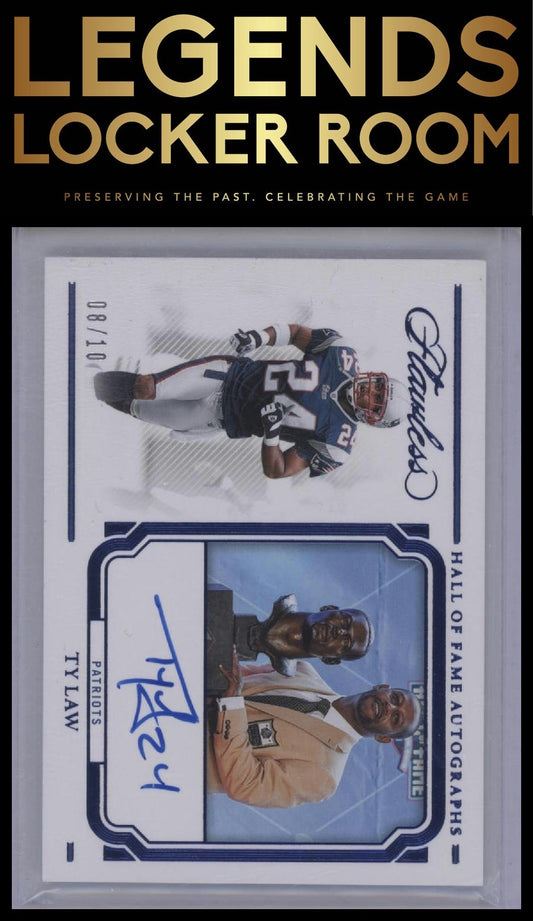 2023 Panini Flawless #HOF-TLA Ty Law Hall of Fame Autographs Sapphire #/10