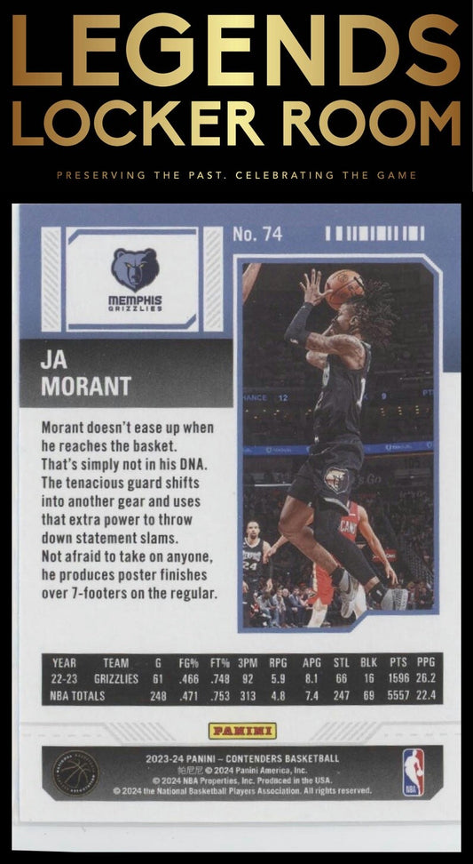 2023-24 Panini Contenders #74 Ja Morant Season Ticket Retail