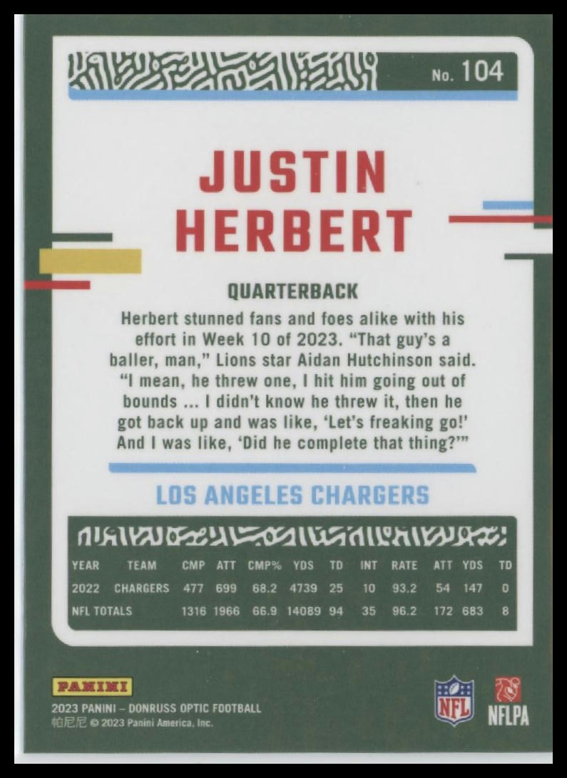 2023 Donruss Optic #104 Justin Herbert