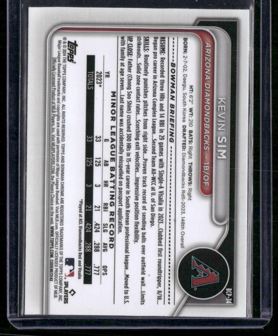 2024 Bowman Sapphire Edition #BCP-34 Kevin Sim