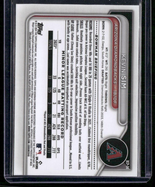 2024 Bowman Sapphire Edition #BCP-34 Kevin Sim