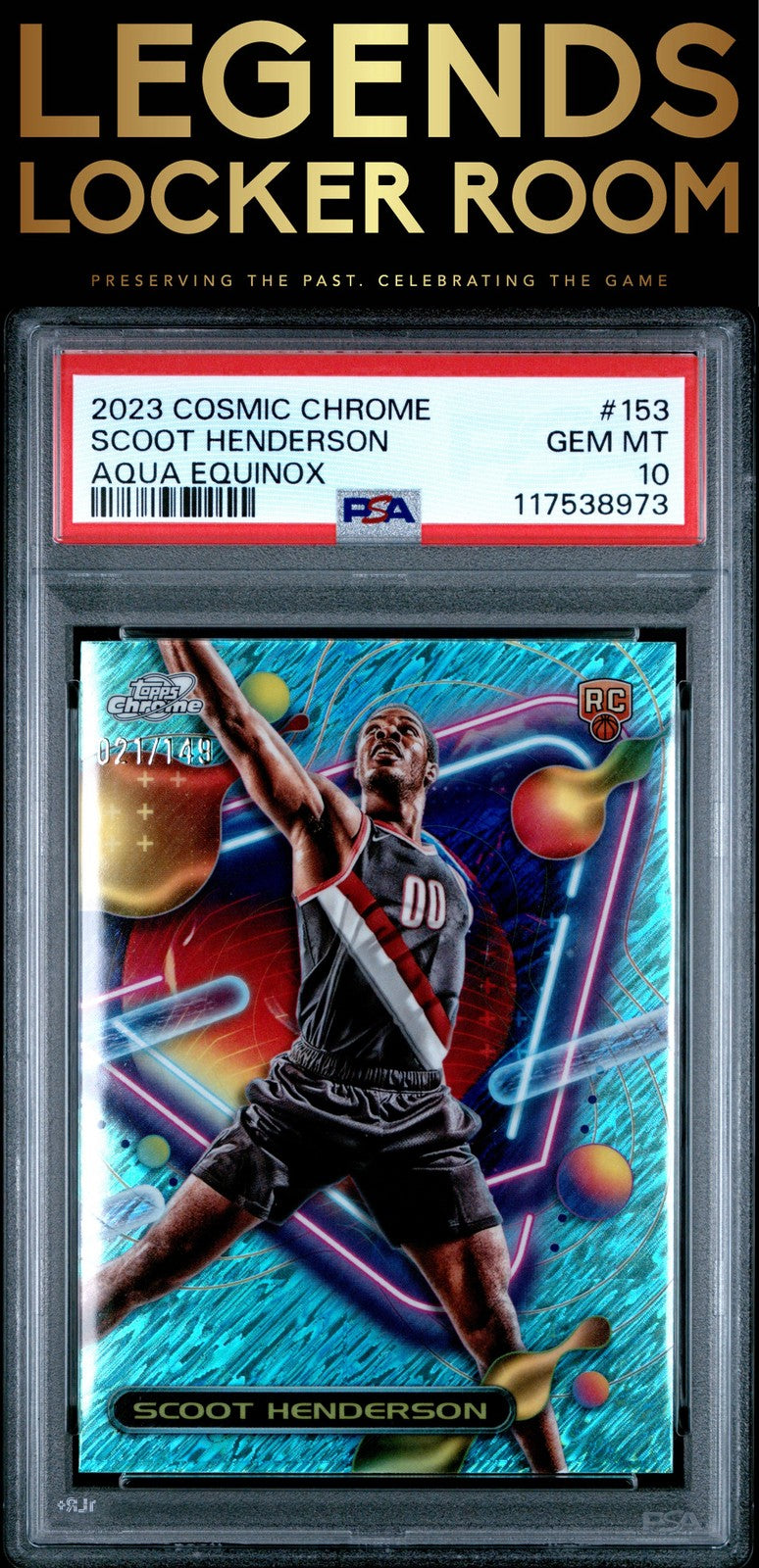 2023 Topps Cosmic Chrome #153 Scoot Henderson Aqua Equinox PSA 10