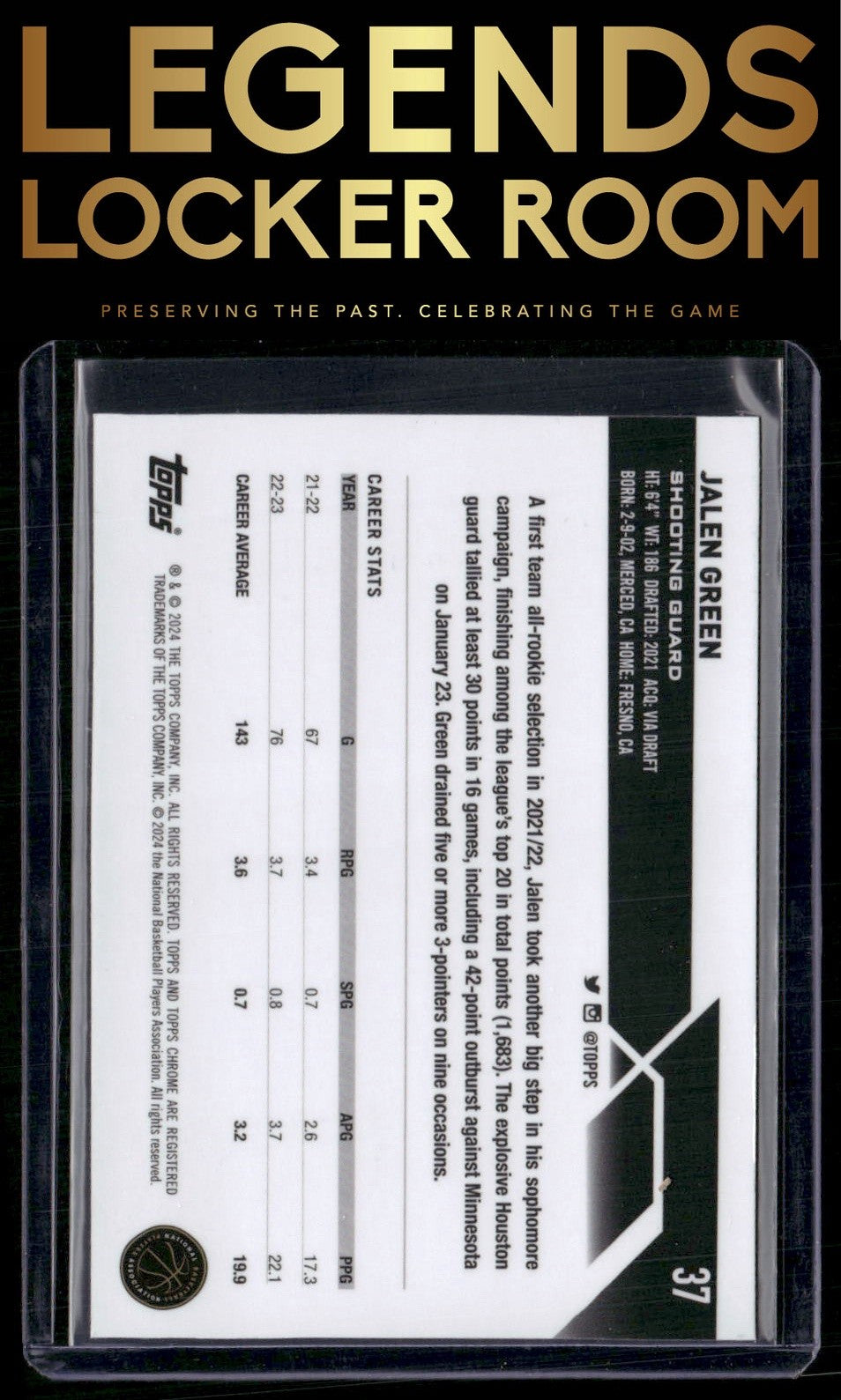 2023-24 Topps Chrome Sapphire #37 Jalen Green