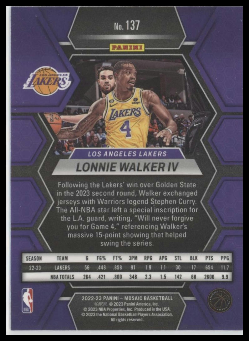 2022-23 Panini Mosaic #137 Lonnie Walker IV