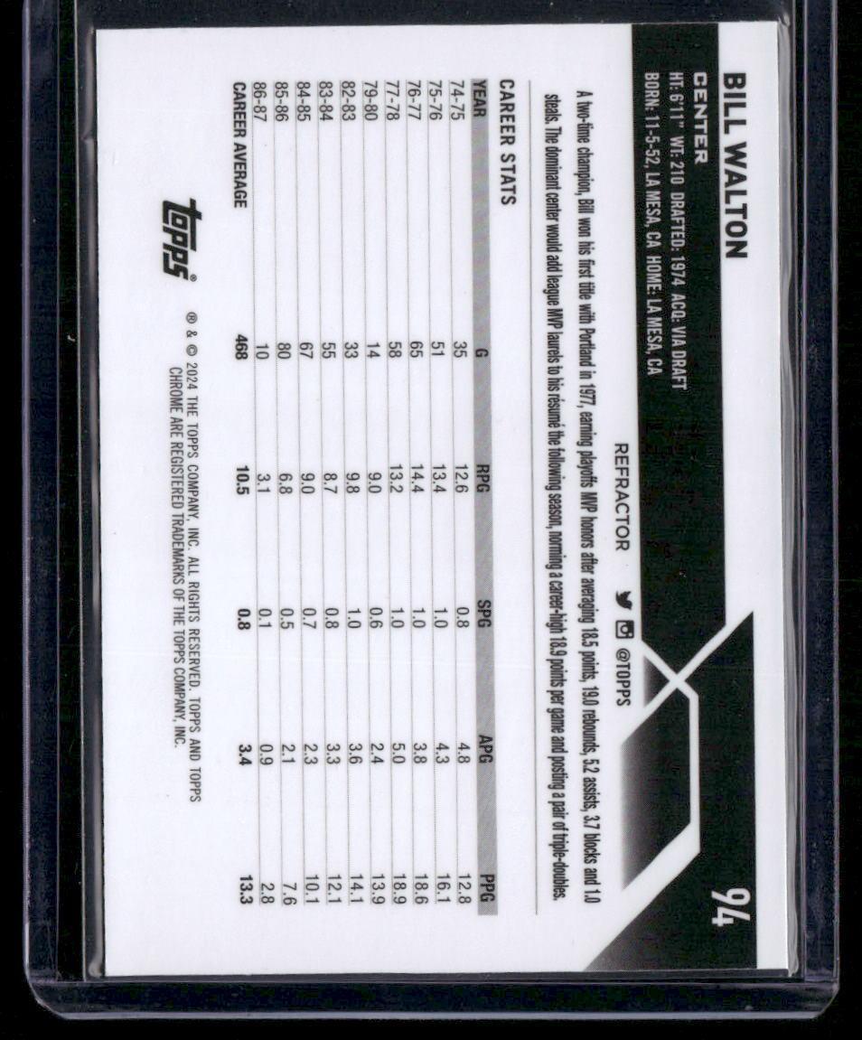 2023-24 Topps Chrome #94 Bill Walton Refractors