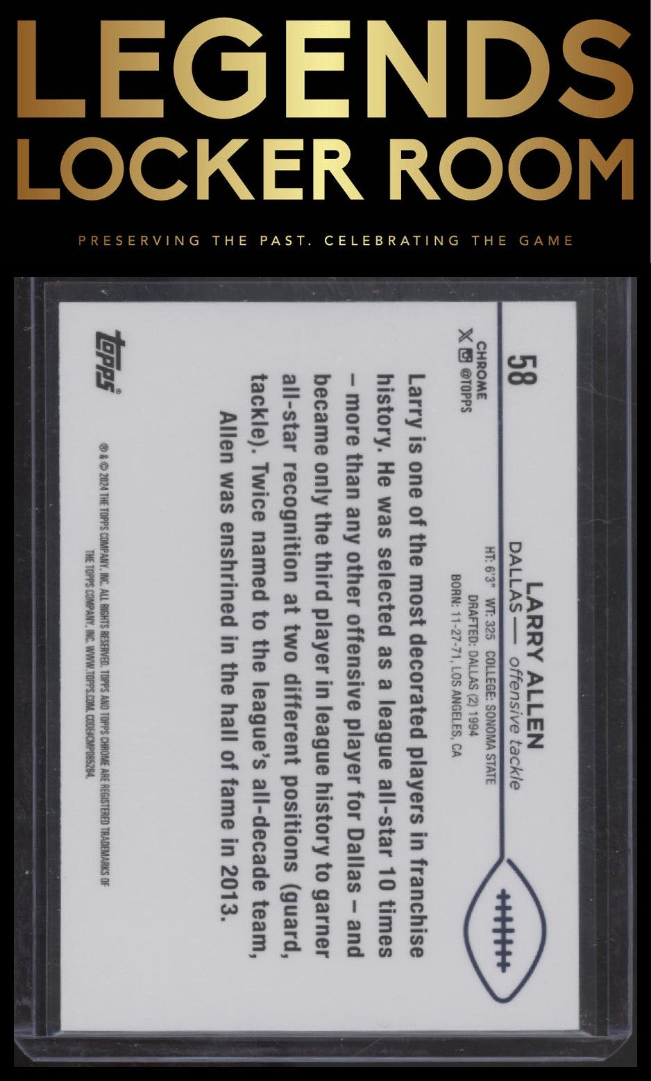 2024 Topps Chrome #58 Larry Allen Yellow Geometric Refractor #/75